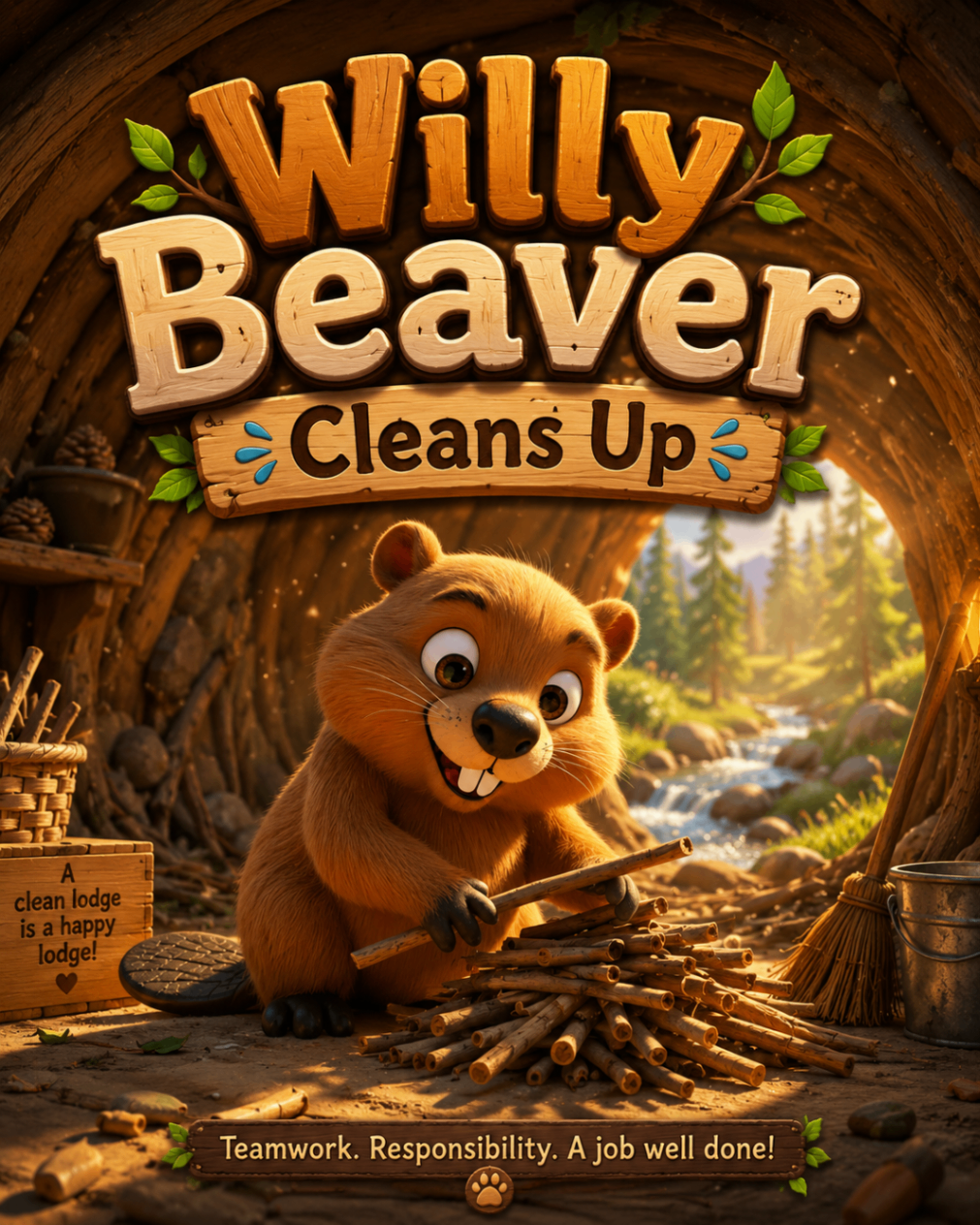 Willy Beaver Cleans Up poster cover